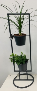 Support avec 2 plantes gris 