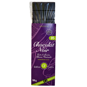 CHOCOLAT NOIR : Origine Vénézuéla, ghana, Côte d'Ivoire 85%
